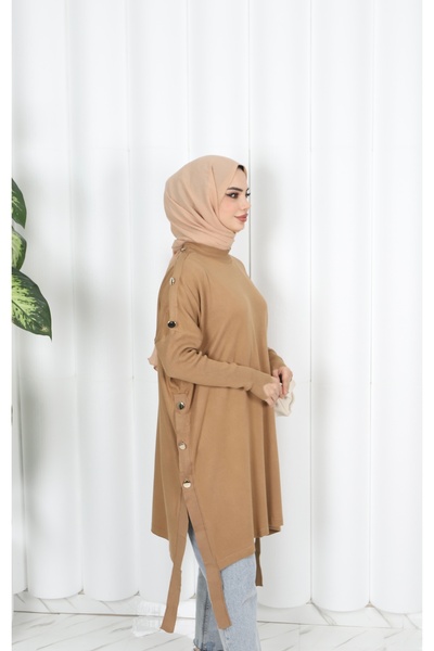 NİSUM MODA Button Detailed Mercerized Tunic