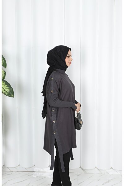 NİSUM MODA Button Detailed Mercerized Tunic