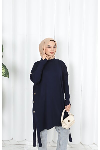 NİSUM MODA Button Detailed Mercerized Tunic