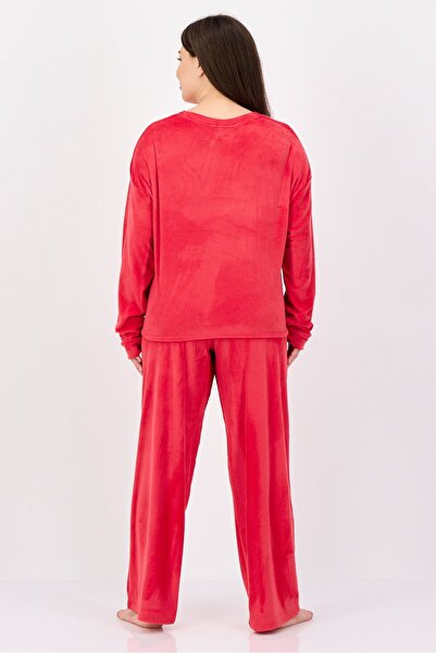 Bebe Women 2 Pieces Sleepwear Pyjama Top and Pants Set, Red