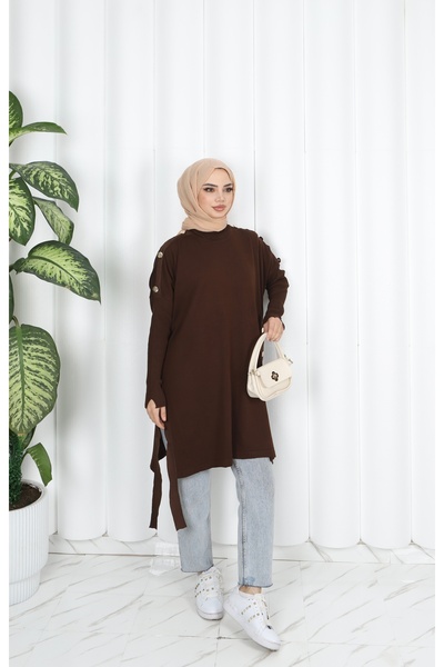 NİSUM MODA Button Detailed Mercerized Tunic