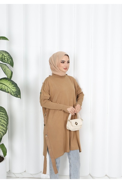 NİSUM MODA Button Detailed Mercerized Tunic