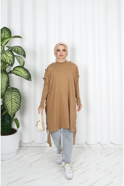 NİSUM MODA Button Detailed Mercerized Tunic