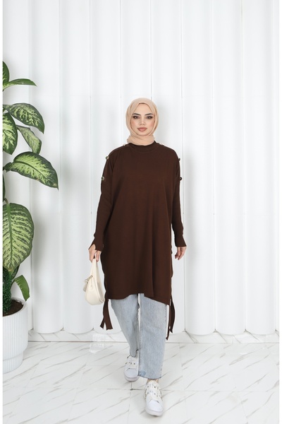 NİSUM MODA Button Detailed Mercerized Tunic