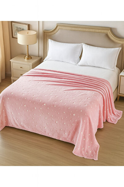 BaoBao Pătură fosforescentă Cocolino roz 200x230 cm, 1 KG – Model Stele Strălucitoare