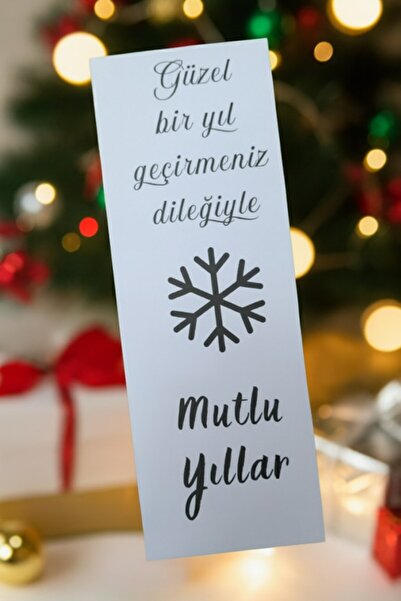 Emtory Home 50 Adet Paketleme Kart & Ayraç Kart 5x15cm - Yılbaşı Mutlu Yıllar...
