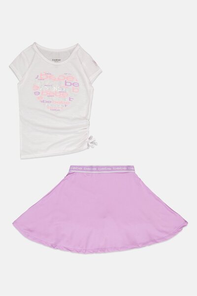 Bebe Toddlers Girl 2 Pcs Graphic Print Outdoor Top And Skort Set, Multicolor