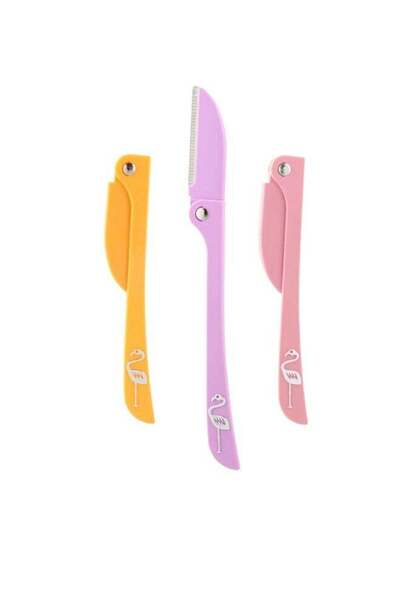 Flamingo 3-Piece Eyebrow Trimmer Foldable Facial Razor