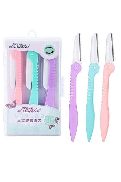 lameila مجموعة شفرات حلاقة الحواجب القابلة للطي من 3 قطع باللون الأزرق/الأرجو...