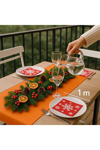 Marrone زينة طاولة عيد الميلاد على شكل شجرة مع زخارف للشجرة بطول 1 متر تتضمن فروع الصنوبر الحية والزخارف الطبيعية