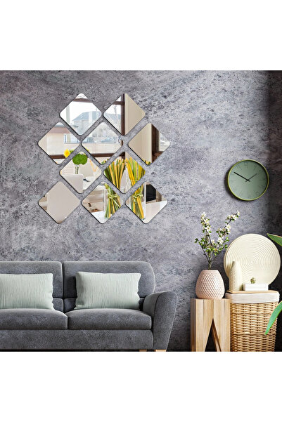 MaffStuff Oglinzi Autoadezive Decor PVC Acrilic 15x15 cm Set 6 Bucăți – Argintiu MaffStuff®