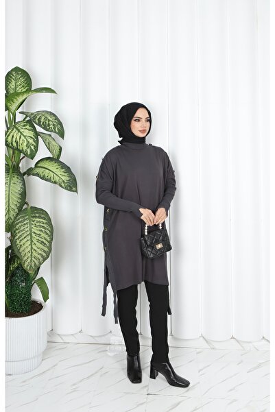 NİSUM MODA Button Detailed Mercerized Tunic