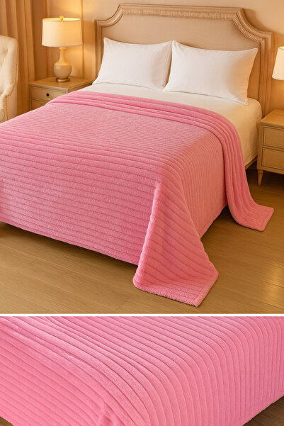 BaoBao Pătură pufoasă roz 200x230 cm – Cocolino gros, tip Sherpa, ultra moale