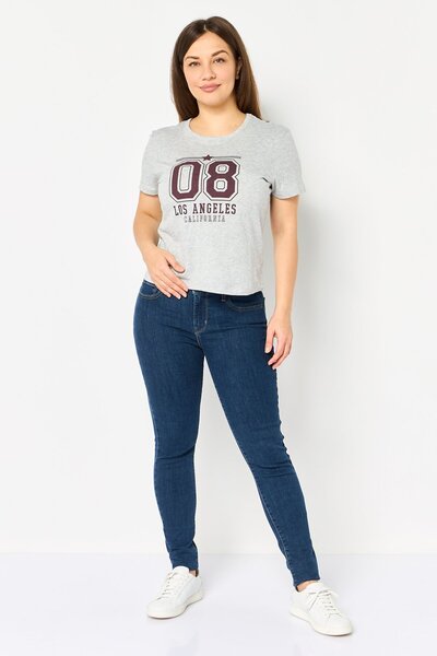 Brave Soul Women Crew Neck Short Sleeve Graphic Print T-Shirt, Grey