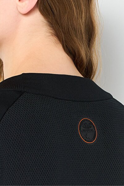 Napapijri Ze Knit By Women Crew Neck Long Sleeve Mesh Sweatshirt, Black