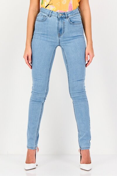 PROMOD Women Skinny Fit Washed Stretchable Denim, Light Blue