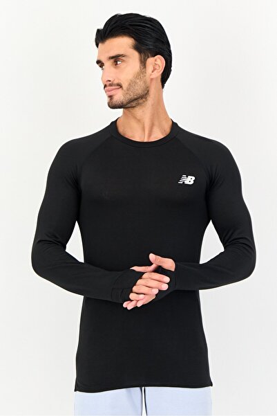 New Balance Men Fitted Fit Long Sleeve Running T-Shirt, Black