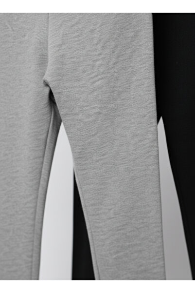 Magu Σετ κολάν από βαμβακερό κοριτσίστικο 2 τεμάχια – Γκρι & Μαύρο, ελαστικό άνετο κορμάκι