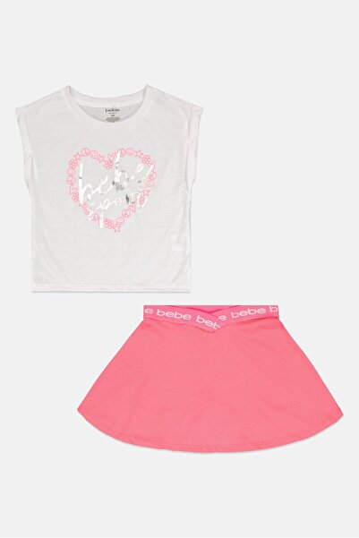 Bebe Kids Girl 2 Pcs Graphic Print Outdoor Top And Skort Set, Multicolor