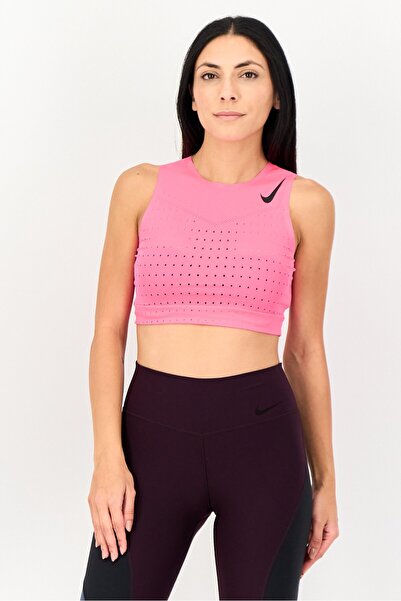 Nike Women Slim Fit Sleeveless Running Crop Tank Top, Bright Pink