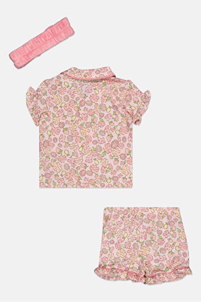 Betsey Johnson Toddlers Girl 3 Pieces Floral Print Pyjama Top And Bottom With Headband Set, Multicolor