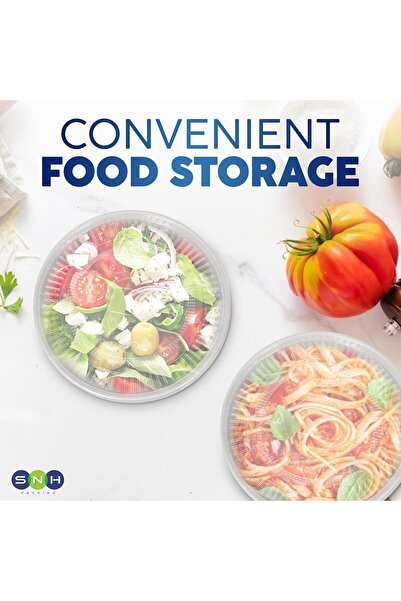 SNH Packing 10-Pack 500ml White Round Disposable Paper Bowls with Clear Lids