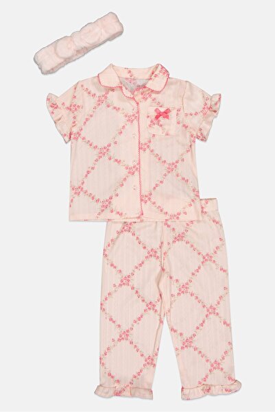 Betsey Johnson Toddlers Girl 3 Pieces Floral Print Pyjama Top And Bottom With Headband Set, Multicolor