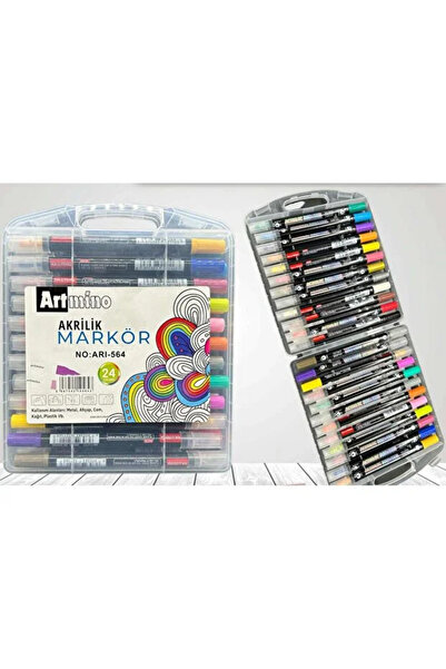 Artmino مجموعة أقلام تحديد أكريليك مزدوجة الأطراف مع 12/24/36 خيارًا للألوان - مع حقيبة بلاستيكية