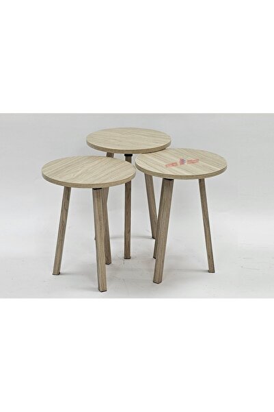 Icon Three Modern Side Tables, Natural Wood by