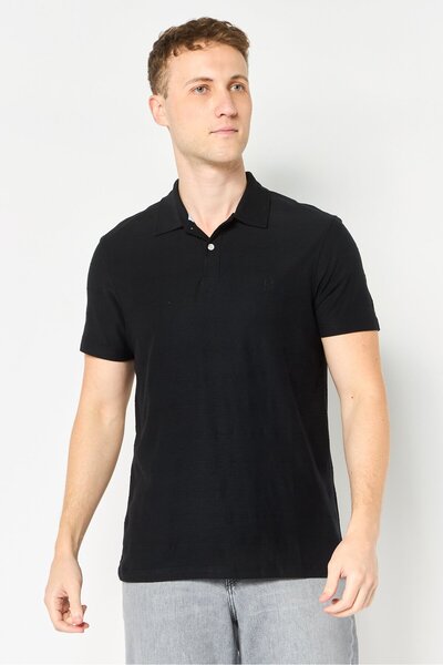 Chaps Men Regular Fit Embroidered Logo Short Sleeve Polo Shirt, Black