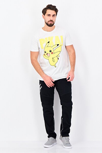 Pokemon Men Crew Neck Short Sleeve Graphic Print T-Shirt, White