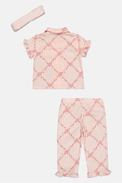 Betsey Johnson Toddlers Girl 3 Pieces Floral Print Pyjama Top And Bottom With Headband Set, Multicolor