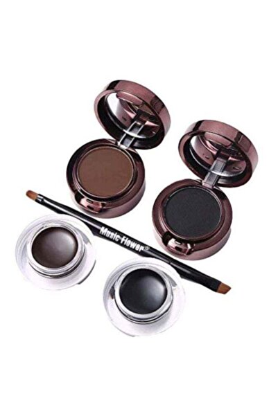 Music Flower جل تحديد العيون وبودرة الحواجب 2 في 1، يدوم طويلًا، بني/أسود