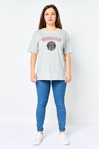 Brave Soul Women Crew Neck Short Sleeve Graphic Print T-Shirt, Light Grey