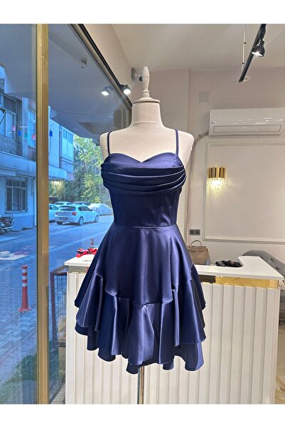 Abiye's BÜSTİYERLİ BALIK SATEN DRAPELİ DÜŞÜK KOLU SATEN NİŞAN SÖZ İSTEME ABİYESİ