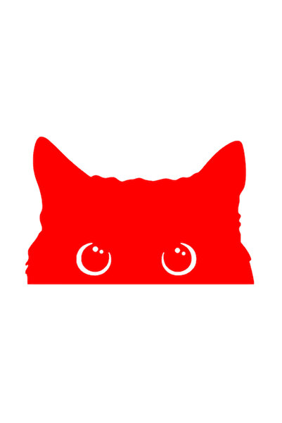 Oracal 651 Cat head car sticker, 20x13cm, red