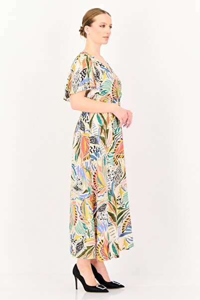 PROMOD Women Allover Print Maxi Dress, Multicolor