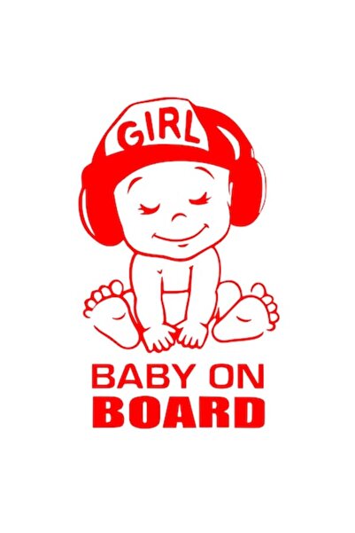 Oracal 651 Sticker Baby On Board, Girl, 15cm, red