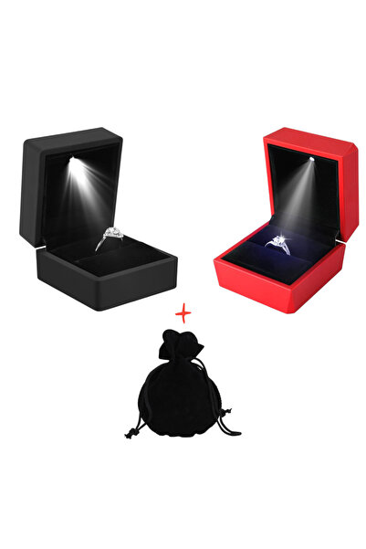 OEM Κόκκινο + μαύρο κουτί κοσμημάτων με φωτισμό LED 6cm x 6,3cm x 5cm για ειδ...