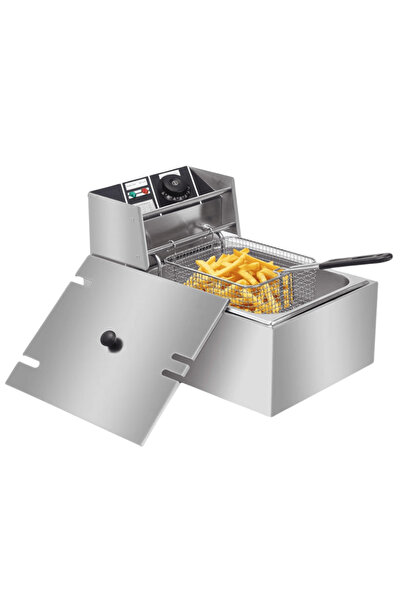 OferteTop Professional Stainless Steel Electric Fryer With Adjustable Thermostat and Removable Basket (6 Liters)