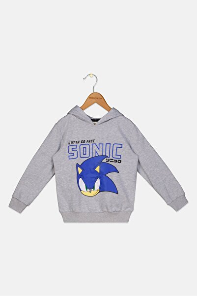 Sonic Toddlers Boy Graphic Print Long Sleeve Hoodie, Grey