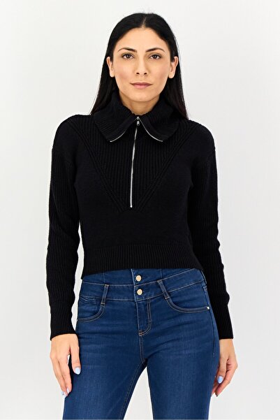 Don't Call Me Jennyfer Women Turtle Neck Long Sleeve Textured Sweater, Black