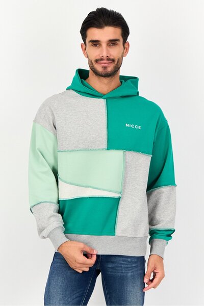 Nicce Men Embroidered Logo Long Sleeve Hooded Sweatshirts, Multicolor