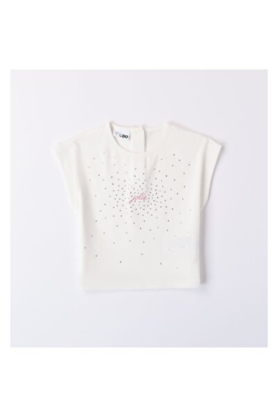 İDO I Do - Girls' T-shirt with Rhinestone Application, 4.8340, White, 116-122 cm