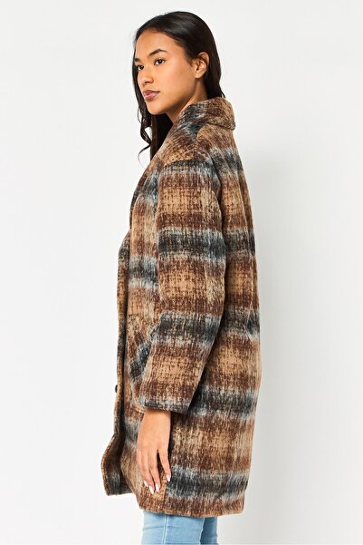 Bcbgeneration Women Long Sleeve Plaid Trench Coat Jacket, Multicolor