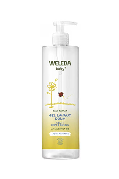 Weleda 2 in 1 cleansing gel with calendula extract for babies, fragrance-free, 400 ml