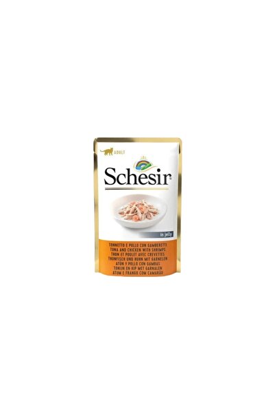 Schesir شيزر طعام رطب للقطط البالغة بالتونة والدجاج والجمبري 85g