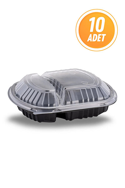 YOK YOK AMBALAJ İki Bölmeli Mikrodalga Uyumlu PP Gıda Kabı 10’lu Sızdırmaz Ye...