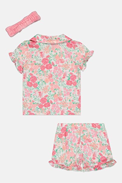 Betsey Johnson Toddlers Girl 3 Pieces Floral Print Pyjama Set With Headband, Multicolor