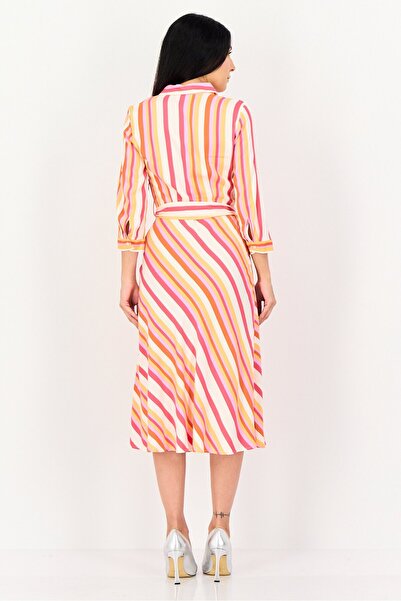 ORSAY Women Stripe Belted Midi Dress, Multicolor